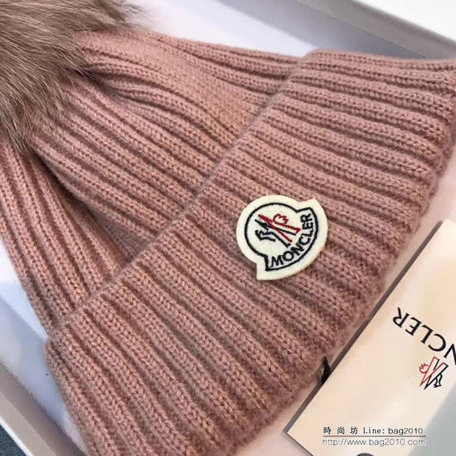 MONCIER蒙口 毛線配狐狸毛球 經典針織羊毛帽 LLWJ8468